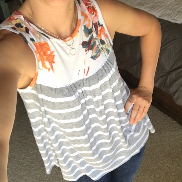 First Looks Tops - Floral & Stripe Tank